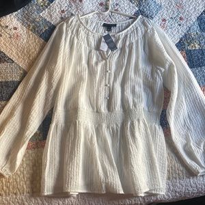 Lane Bryant white long sleeve Illusion Collection